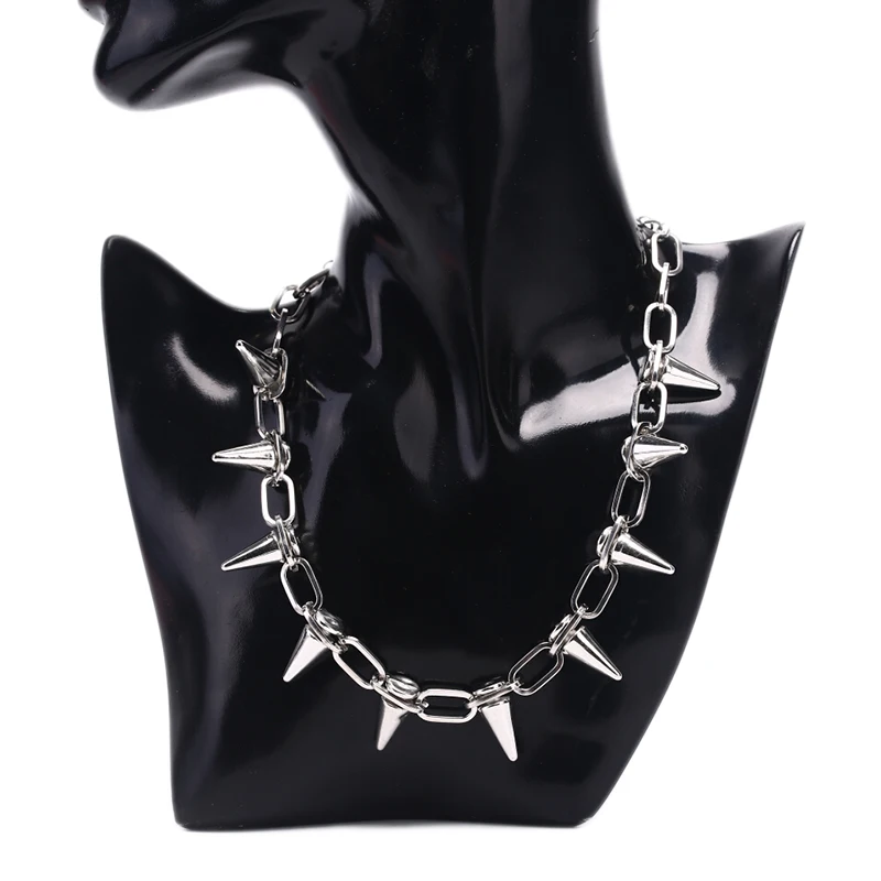 Goth Punk Spike Choker - Collar con cuello de cuero, estilo