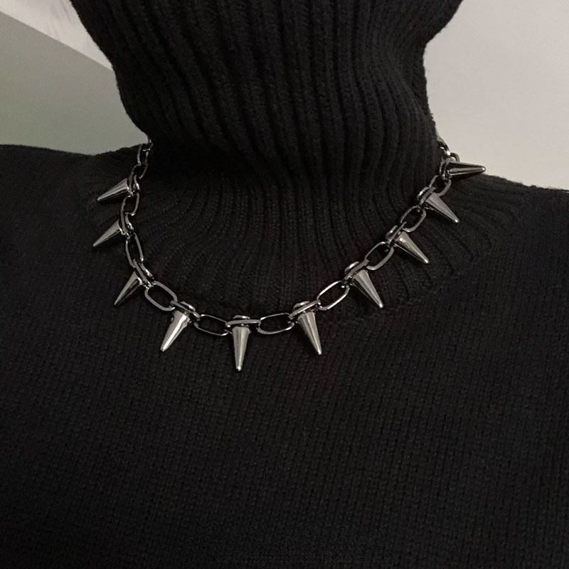 Goth Punk Spike Choker - Collares de Moda Punk con Púas,