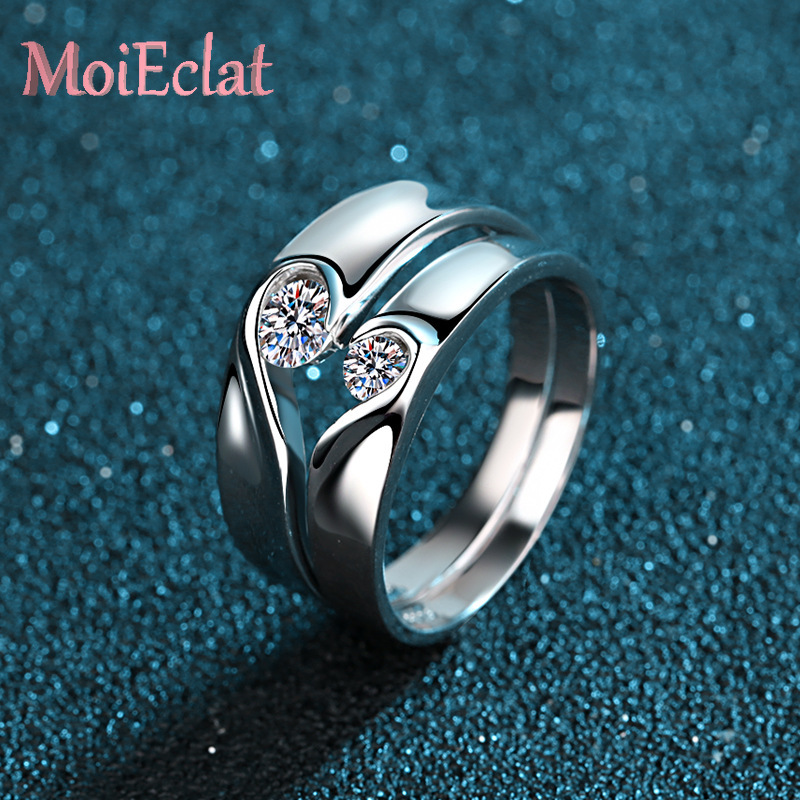 Moissanite Engagement Ring 1 Carat - Conjunto de anillos para amantes de