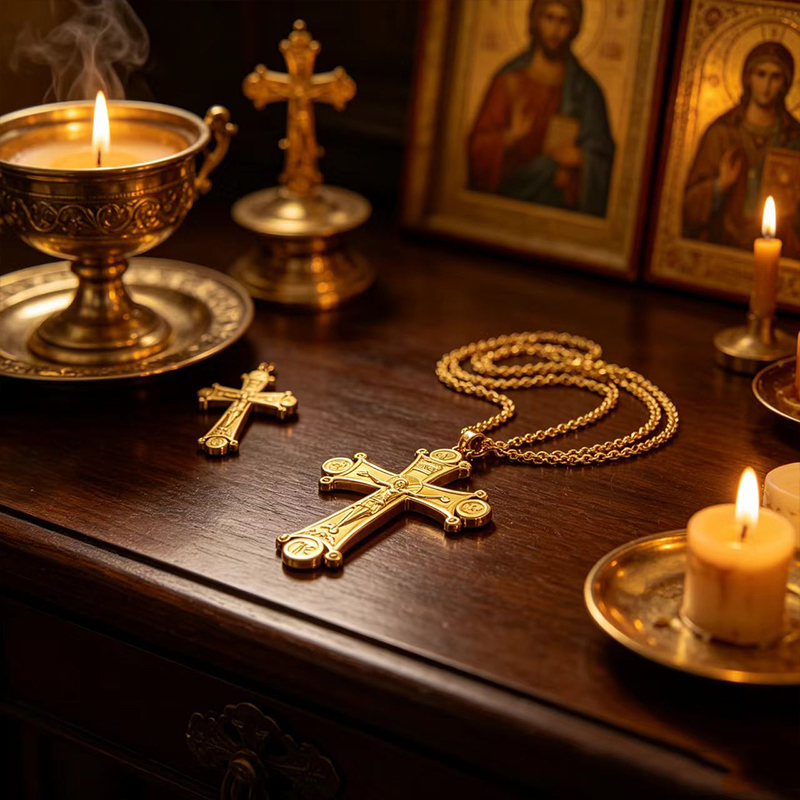 Collar con Crucifijo Ortodoxo  - Cross Pendant Necklace Gold reseña y precio