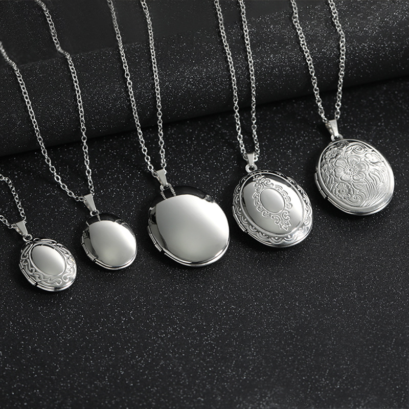 Collar de Acero Inoxidable con - Heart Locket Necklace Photo reseña y precio