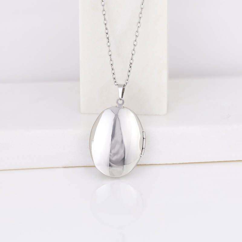 Collar de Acero Inoxidable con - Heart Locket Necklace Photo reseña y precio