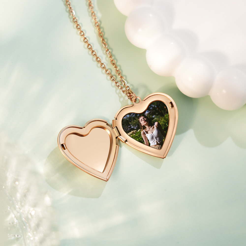 Collar con colgante de marco d - Heart Locket Necklace Photo reseña y precio