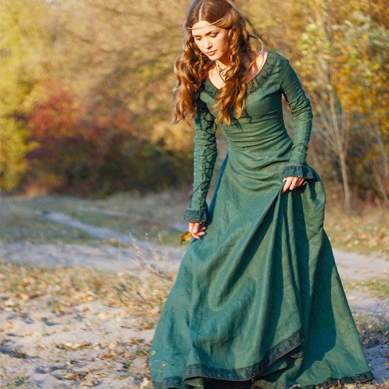 Vestido largo medieval para mu - Necklaces reseña y precio