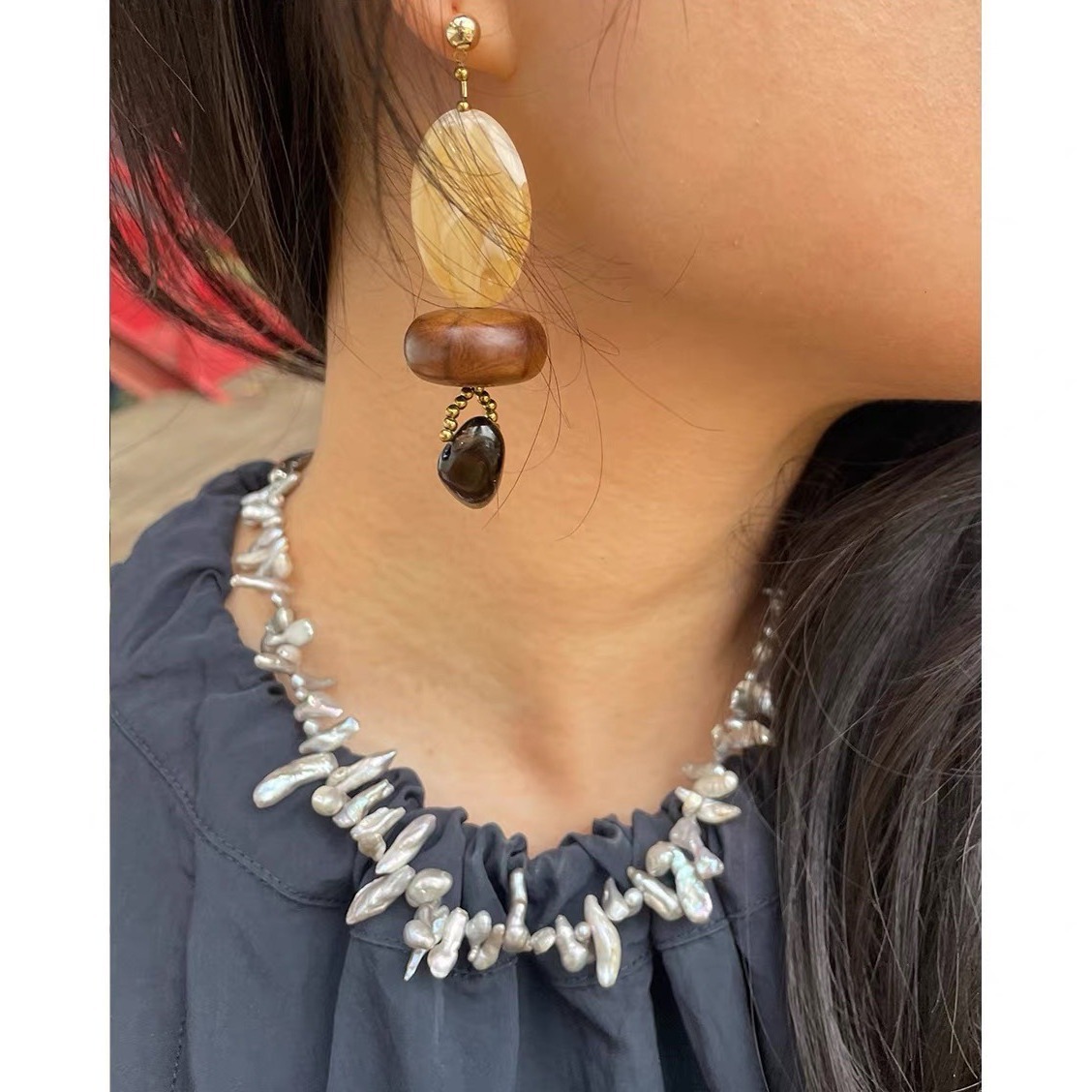 Conjunto de collar bohemio con - Pearl Choker Necklace Vintage reseña y precio