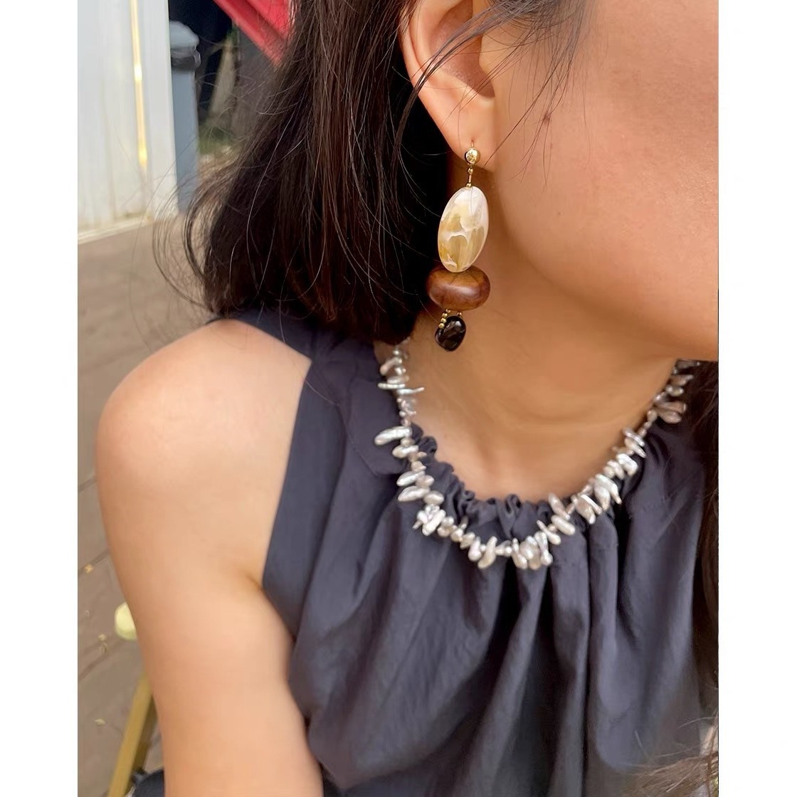 Conjunto de collar bohemio con - Pearl Choker Necklace Vintage reseña y precio