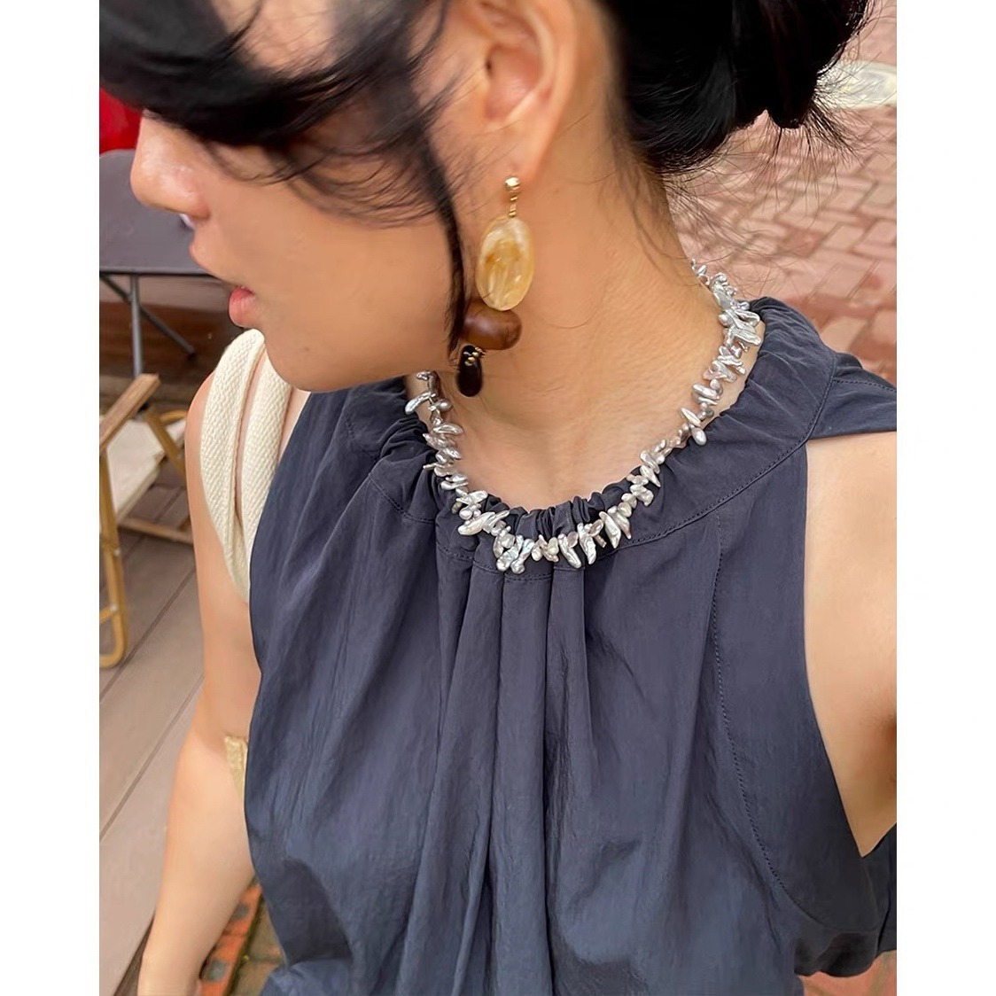 Conjunto de collar bohemio con - Pearl Choker Necklace Vintage reseña y precio